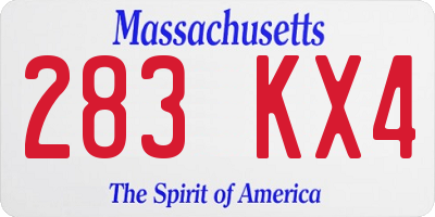 MA license plate 283KX4