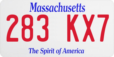 MA license plate 283KX7