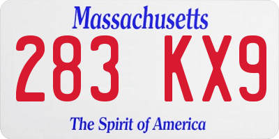 MA license plate 283KX9