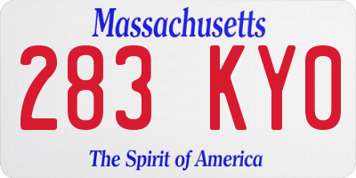 MA license plate 283KY0
