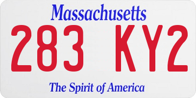 MA license plate 283KY2
