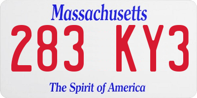 MA license plate 283KY3