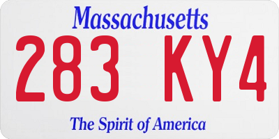 MA license plate 283KY4