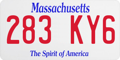 MA license plate 283KY6