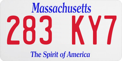 MA license plate 283KY7