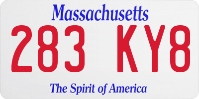 MA license plate 283KY8