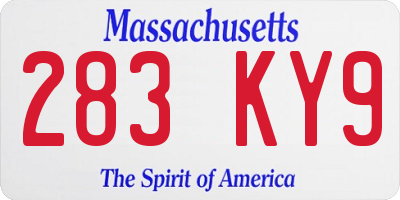 MA license plate 283KY9