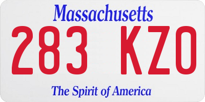 MA license plate 283KZ0
