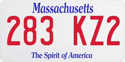 MA license plate 283KZ2