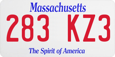 MA license plate 283KZ3