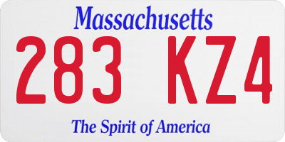 MA license plate 283KZ4