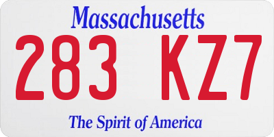 MA license plate 283KZ7