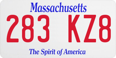 MA license plate 283KZ8