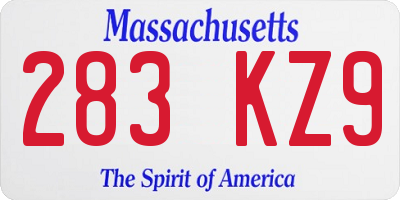 MA license plate 283KZ9