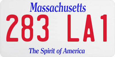 MA license plate 283LA1
