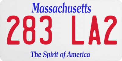 MA license plate 283LA2