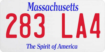 MA license plate 283LA4