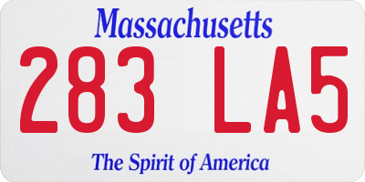 MA license plate 283LA5