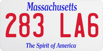 MA license plate 283LA6