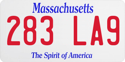 MA license plate 283LA9