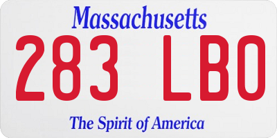 MA license plate 283LB0