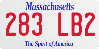 MA license plate 283LB2