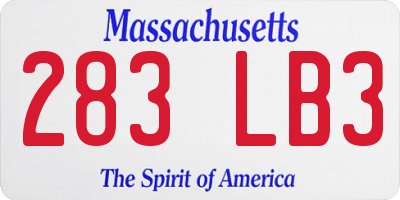 MA license plate 283LB3