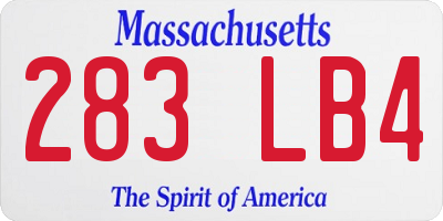 MA license plate 283LB4