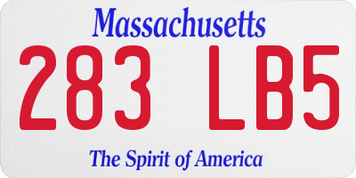 MA license plate 283LB5
