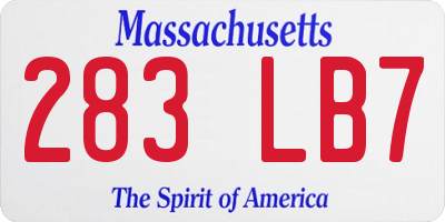 MA license plate 283LB7