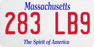 MA license plate 283LB9