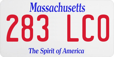 MA license plate 283LC0