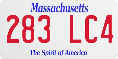 MA license plate 283LC4