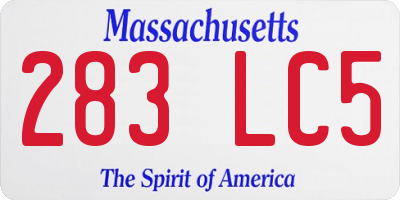 MA license plate 283LC5
