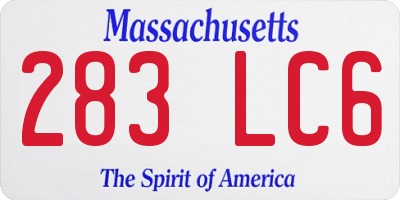 MA license plate 283LC6