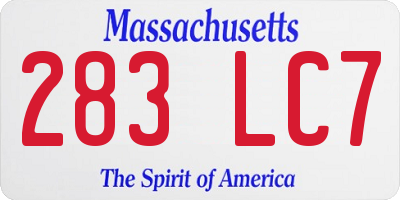 MA license plate 283LC7