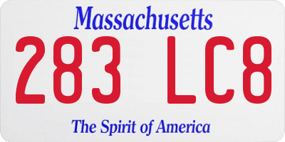 MA license plate 283LC8