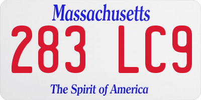 MA license plate 283LC9