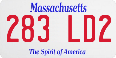 MA license plate 283LD2
