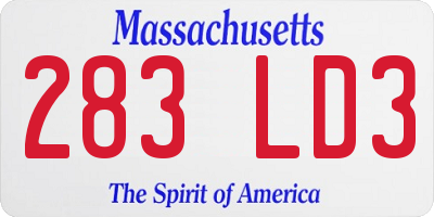 MA license plate 283LD3