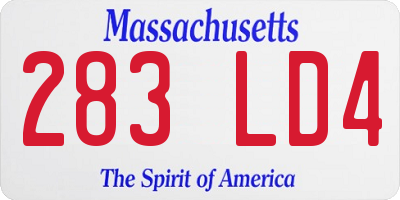 MA license plate 283LD4