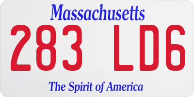 MA license plate 283LD6