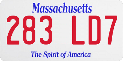 MA license plate 283LD7