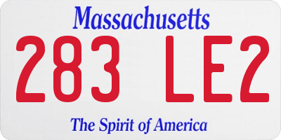 MA license plate 283LE2