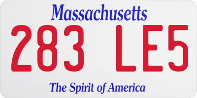 MA license plate 283LE5
