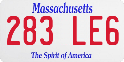 MA license plate 283LE6
