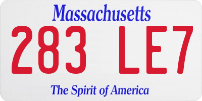 MA license plate 283LE7