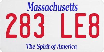 MA license plate 283LE8