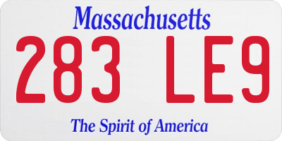 MA license plate 283LE9