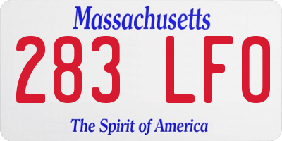 MA license plate 283LF0